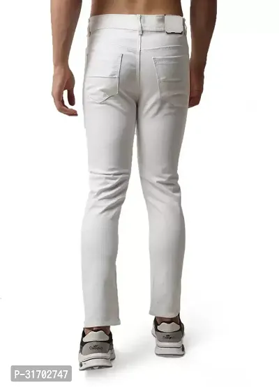 Jeancherry Slim Fit Denim White Plain Jeans-thumb2