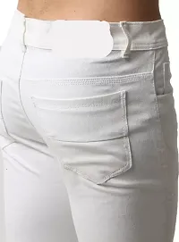 Jeancherry Slim Fit Denim White Plain Jeans-thumb3