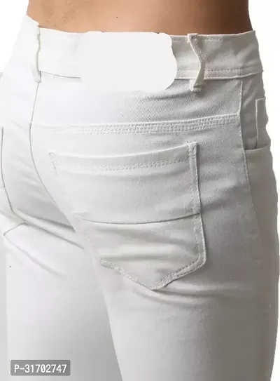 Jeancherry Slim Fit Denim White Plain Jeans-thumb4