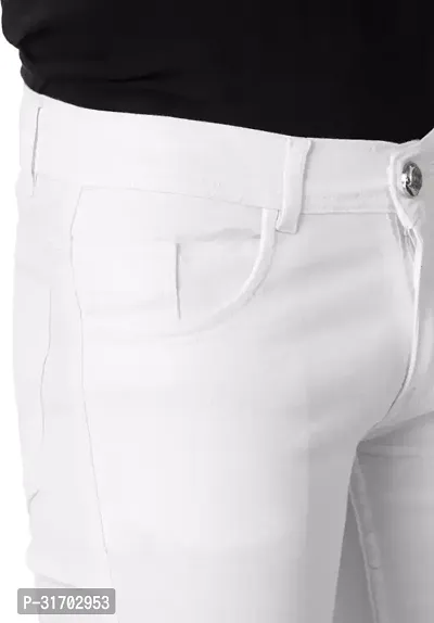 Jeancherry Slim Fit Denim White Plain Jeans-thumb3