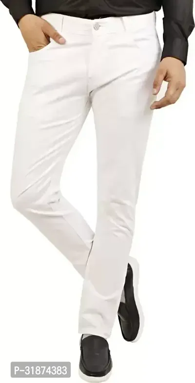 Jeancherry Slim Fit Denim White Plain Jeans-thumb0