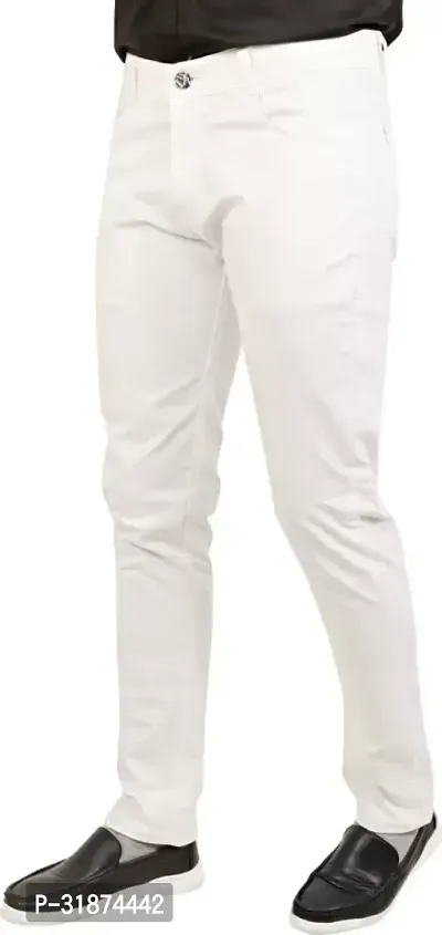 Jeancherry Tapered Fit Denim White Plain Jeans-thumb0