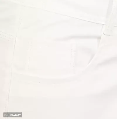 Jeancherry Tapered Fit Denim White Plain Jeans-thumb2