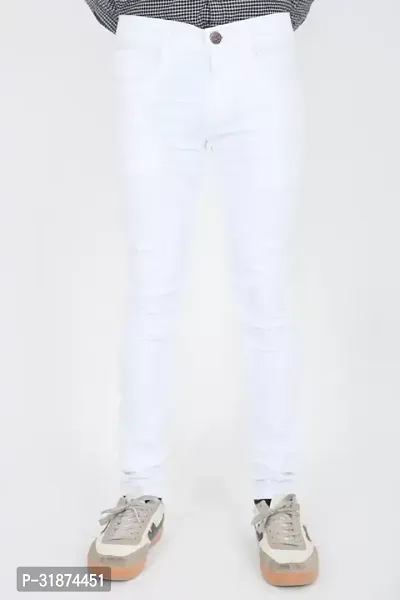 Jeancherry Regular Fit Denim White Plain Jeans-thumb0