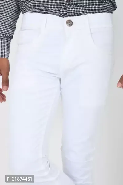 Jeancherry Regular Fit Denim White Plain Jeans-thumb5