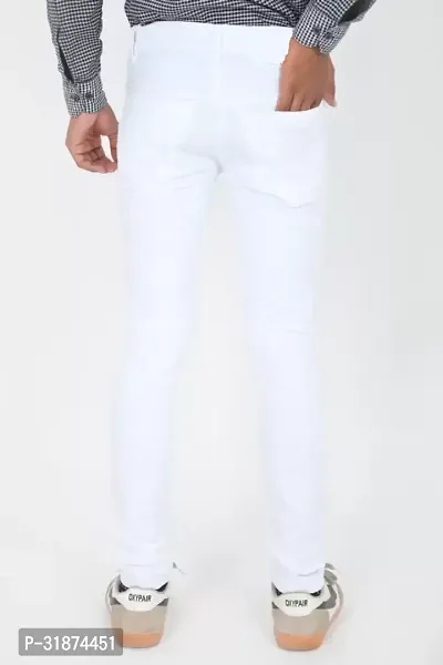 Jeancherry Regular Fit Denim White Plain Jeans-thumb3