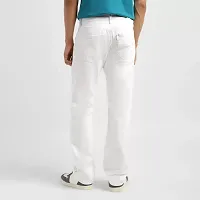 Jeancherry Tapered Fit Denim White Plain Jeans-thumb1