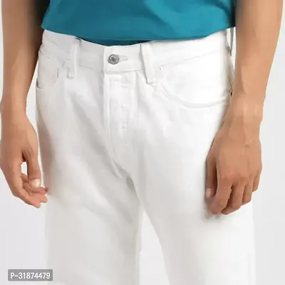 Jeancherry Tapered Fit Denim White Plain Jeans-thumb5