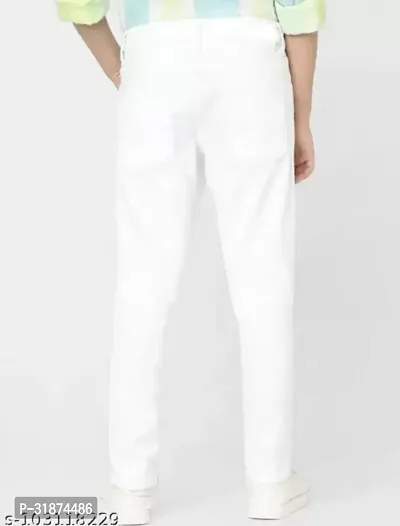 Jeancherry Tapered Fit Denim White Plain Jeans-thumb2