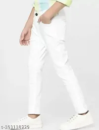 Jeancherry Tapered Fit Denim White Plain Jeans-thumb2