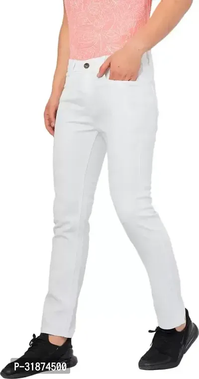 Jeancherry Slim Fit Denim White Plain Jeans-thumb0