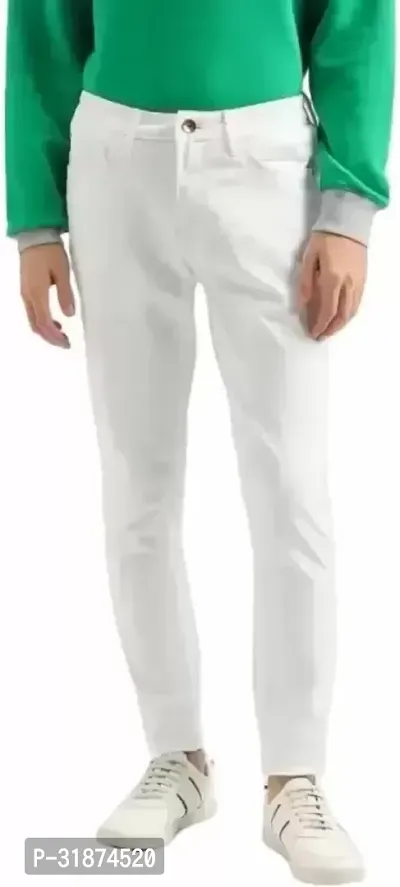 Jeancherry Slim Fit Denim White Plain Jeans-thumb0