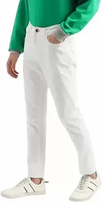 Jeancherry Slim Fit Denim White Plain Jeans-thumb3