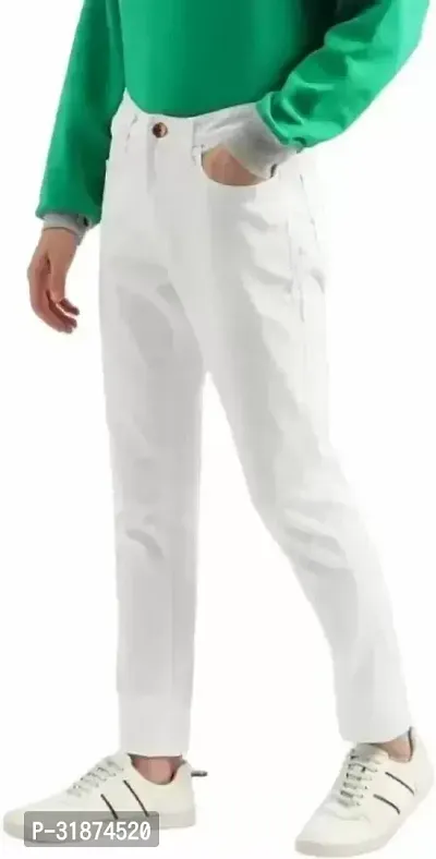 Jeancherry Slim Fit Denim White Plain Jeans-thumb4