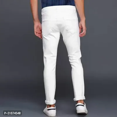 Jeancherry Slim Fit Denim White Plain Jeans-thumb2