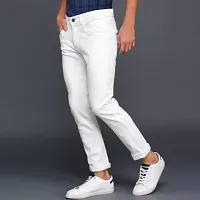 Jeancherry Slim Fit Denim White Plain Jeans-thumb4