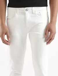 Jeancherry Regular Fit Denim White Plain Jeans-thumb1