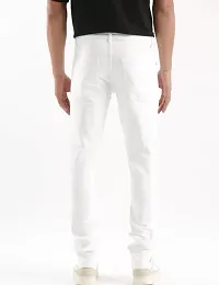 Jeancherry Regular Fit Denim White Plain Jeans-thumb3