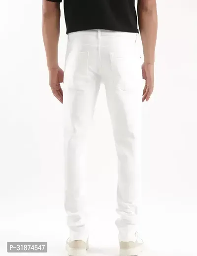 Jeancherry Regular Fit Denim White Plain Jeans-thumb4