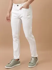 Jeancherry Regular Fit Denim White Plain Jeans-thumb4