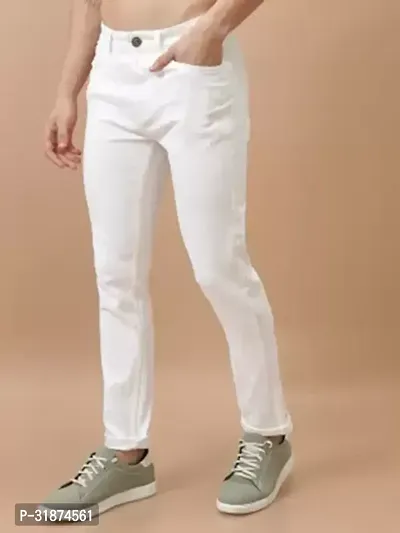 Jeancherry Regular Fit Denim White Plain Jeans-thumb5