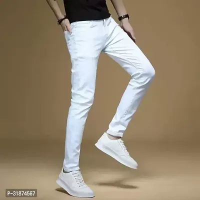 Jeancherry Regular Fit Denim White Plain Jeans-thumb2