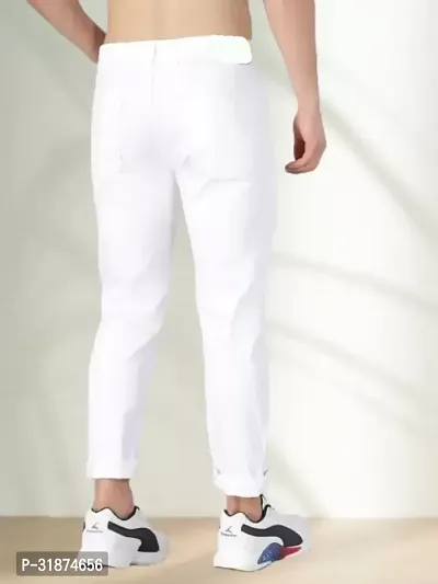 Jeancherry Tapered Fit Denim White Plain Jeans-thumb2