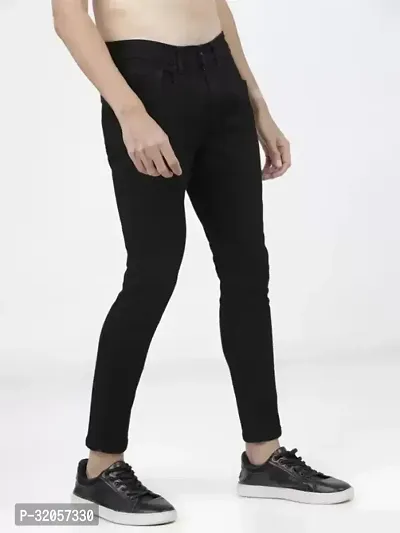 Jeancherry Regular Fit Denim Black Plain Jeans-thumb0