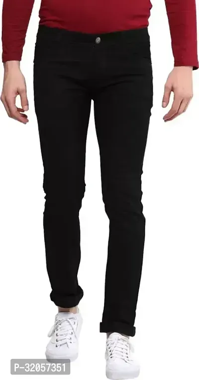 Jeancherry Regular Fit Denim Black Plain Jeans-thumb0