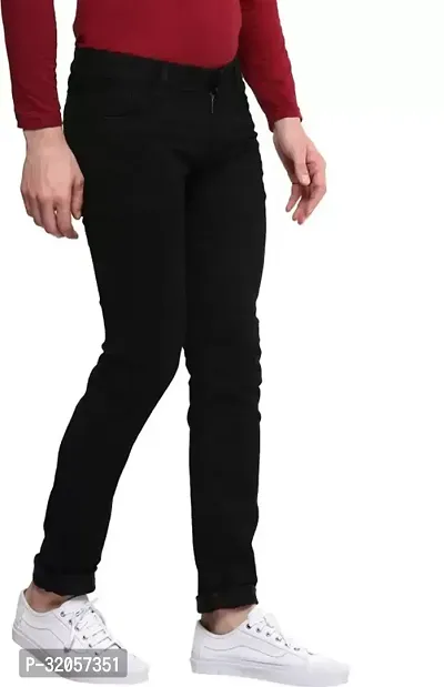 Jeancherry Regular Fit Denim Black Plain Jeans-thumb3