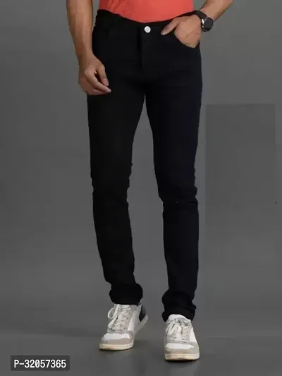 Jeancherry Slim Fit Denim Black Plain Jeans-thumb0