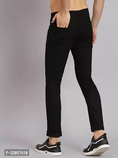 Jeancherry Straight Fit Denim Black Plain Jeans-thumb4