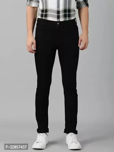 Jeancherry Straight Fit Denim Black Plain Jeans-thumb0