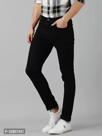 Jeancherry Straight Fit Denim Black Plain Jeans