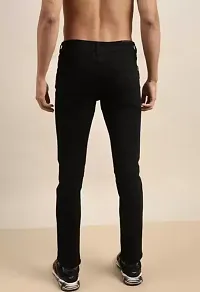 Jeancherry Tapered Fit Denim Black Plain Jeans-thumb2