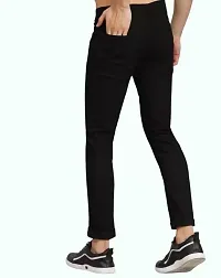 Jeancherry Tapered Fit Denim Black Knee Cut Jeans-thumb2