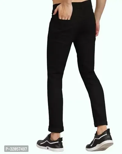 Jeancherry Tapered Fit Denim Black Knee Cut Jeans-thumb3