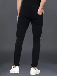 Jeancherry Tapered Fit Denim Black Plain Jeans-thumb3