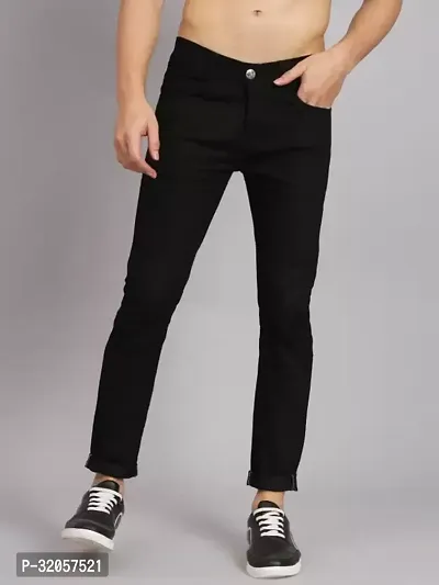 Comfits Regular Fit Denim Black Plain Jeans-thumb0