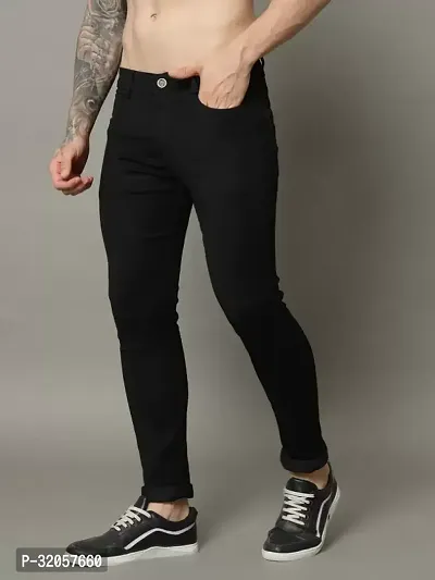 Comfits Straight Fit Denim Black Plain Jeans-thumb0