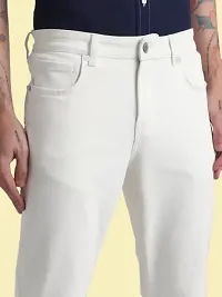 Comfits Tapered Fit Denim White Plain Jeans-thumb4