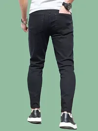 Comfits Tapered Fit Denim Black Plain Jeans-thumb3