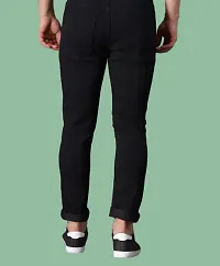 Comfits Slim Fit Denim Black Knee Cut Jeans-thumb1