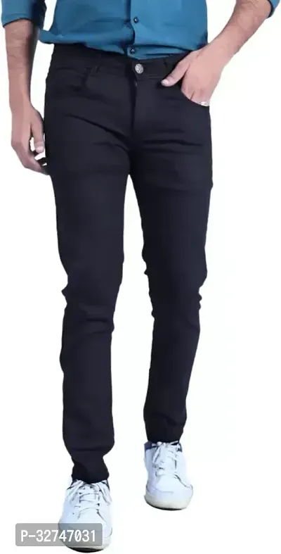 Jeancherry Slim Fit Denim Black Plain Jeans-thumb0