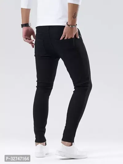 Jeancherry Slim Fit Denim Black Plain Jeans-thumb2