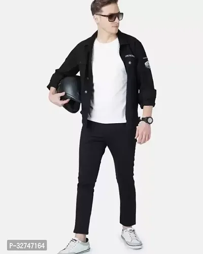 Jeancherry Slim Fit Denim Black Plain Jeans-thumb3