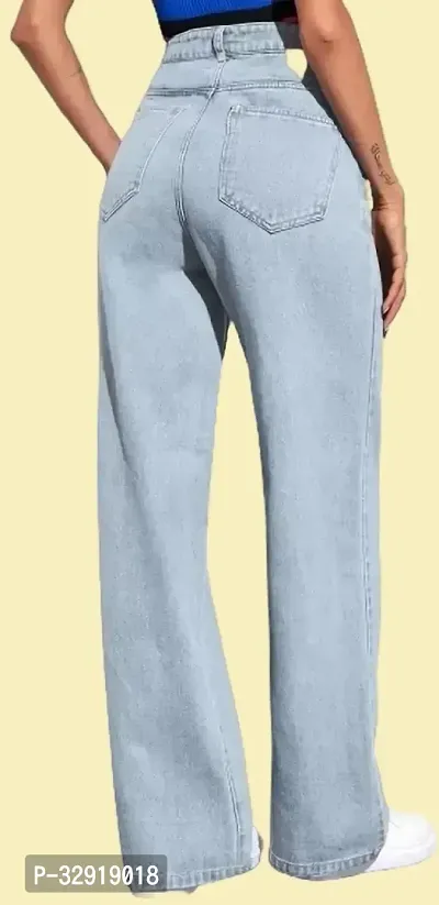 Comfits Loose Fit Denim Women Baggy Sky Blue Plain Jeans-thumb4