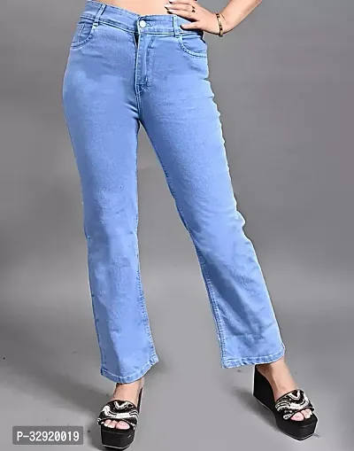 Jeancherry Loose Fit Denim Women Baggy Sky Blue Plain Jeans-thumb0