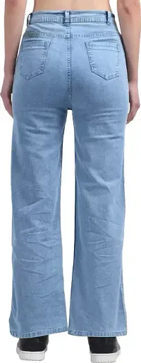 Jeancherry Loose Fit Denim Women Baggy Sky Blue Plain Jeans-thumb1