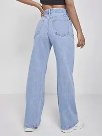 Jeancherry Loose Fit Denim Women Baggy Sky Blue Plain Jeans-thumb2